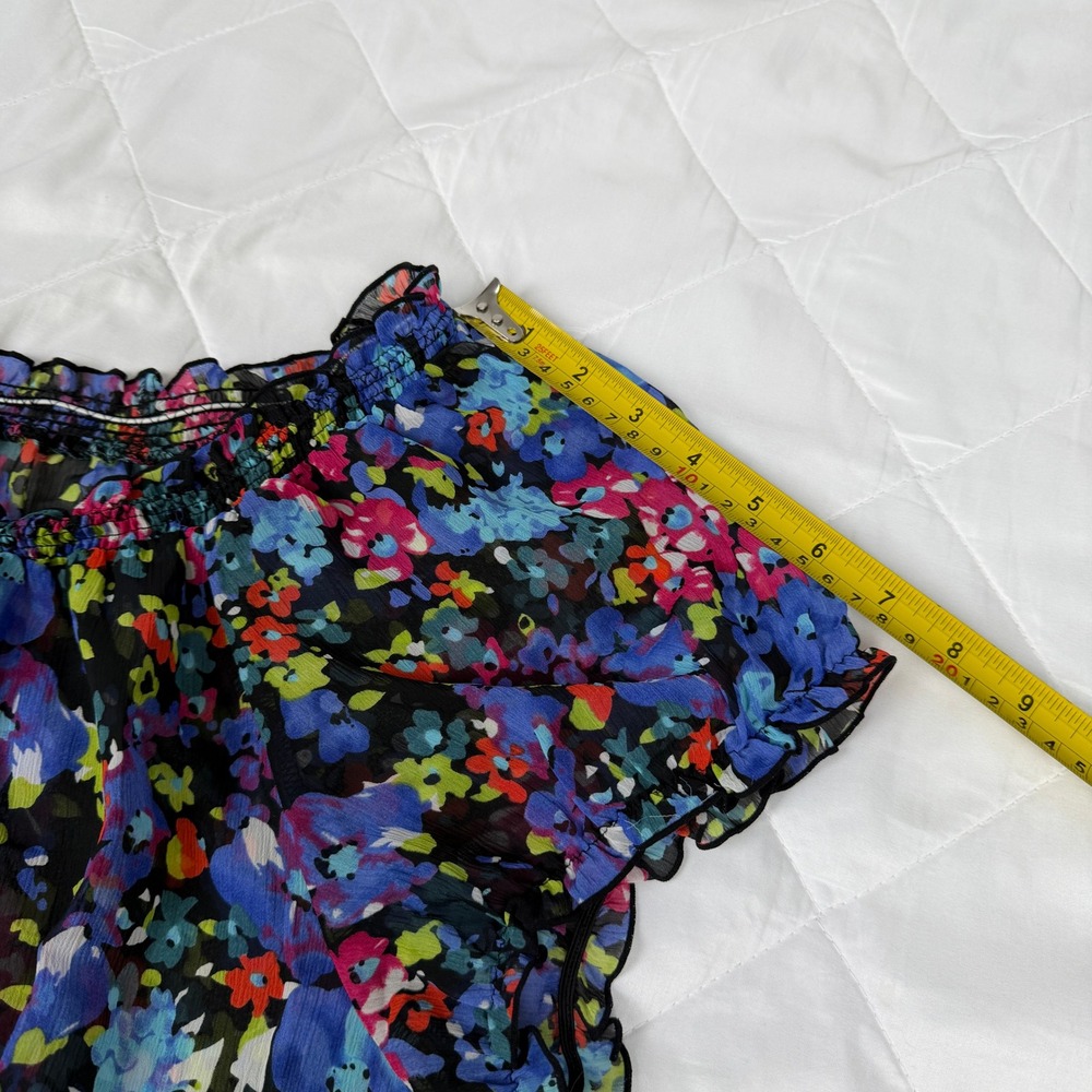 Cato Woman Floral Peasant Top 18/20W Multi Color Sheer Flutter Sleeve Blouse - Picture 11 of 12